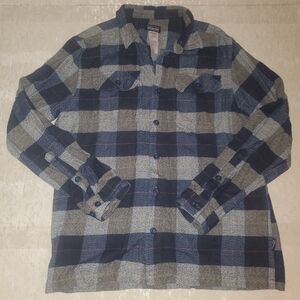 Patagonia Men's Fjord Plaid Blue Gray Flannel Shirt Sz S